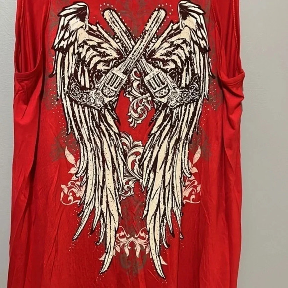 from Los Angeles | New Bus Stop red rhinestone angel wing tank top womens 2X NWT - Picture 7 of 10